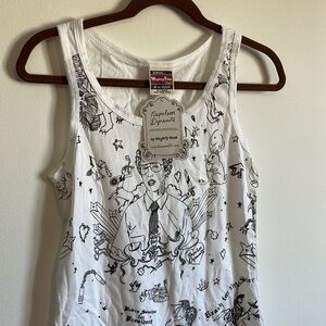 NWT Mighty Fine Napoleon Dynamite Tank Top LG White Graphic Y2K Movie Nostalgic